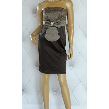 Sukienka, zakładki, koronka, gipiura, beż, luxury, 42