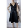 Elegancka czarna sukienka satyna kokardka lux 42
