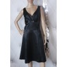 Elegancka czarna sukienka satyna kokardka lux 42