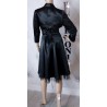 Elegancka czarna sukienka satyna z bolerkiem tiul 38