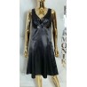 Elegancka czarna sukienka satyna kokardka lux 42