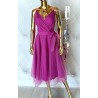 SUKIENKA MIDI ORGANZA MAGENTA