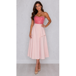 ELEGANCKA SPÓDNICA MIDI PUDROWA