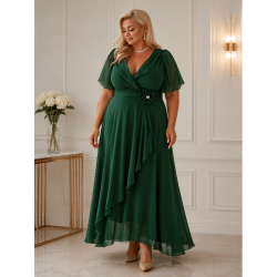 SUKIENKA LENI SZYFON PLUS SIZE ZIELONA