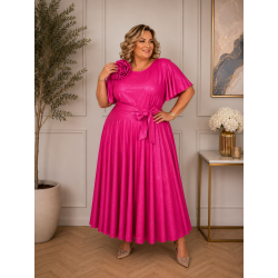 SUKIENKA PLUS SIZE FINITA RÓŻOWA BROKAT