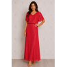 CZERWONA SUKIENKA SREBRNY POLUSK PLUS SIZE