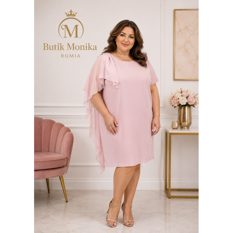SUKIENKA MARLENA PLUS SIZE PUDROWA 50/52